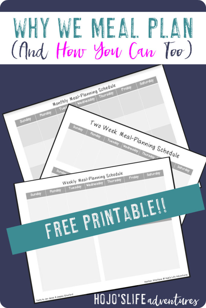 Check out this FREE meal planning printable. It's great whether you plan weekly, bi-weekly, or monthly. Click through to grab your freebie today!