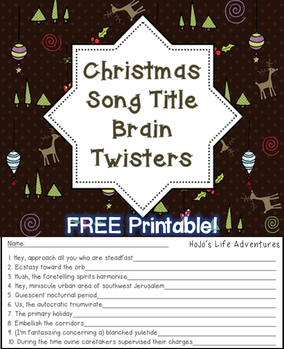 FREE Song Title Printable Brain Teaser Game for the Holidays