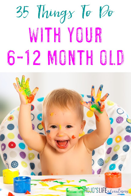 Sometimes it's hard to know how to play with your baby, but not anymore! Here are 35 things to do with your 6-12 month old! Great ideas for mom, dad, grandparents, daycare providers, and more!