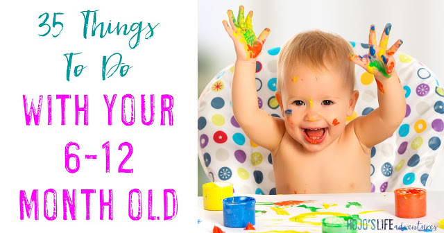Sometimes it's hard to know how to play with your baby, but not anymore! Here are 35 things to do with your 6-12 month old! Great ideas for mom, dad, grandparents, daycare providers, and more!