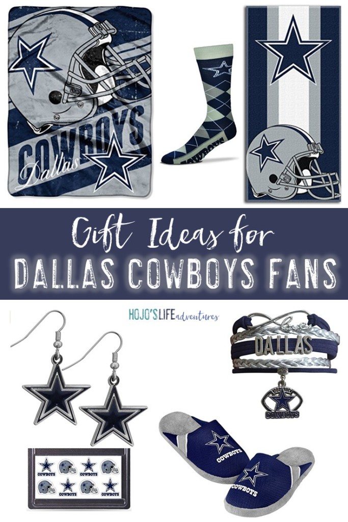 On the lookout for gift ideas for Dallas Cowboys fans? Then you're going to love this list! Women of all ages will love the jewelry, while both men and women can appreciate the socks, jerseys, slippers, and more! These make great birthday or Christmas gifts, but really you can use them at ANY time of year - but especially during the Dallas Cowboys season!